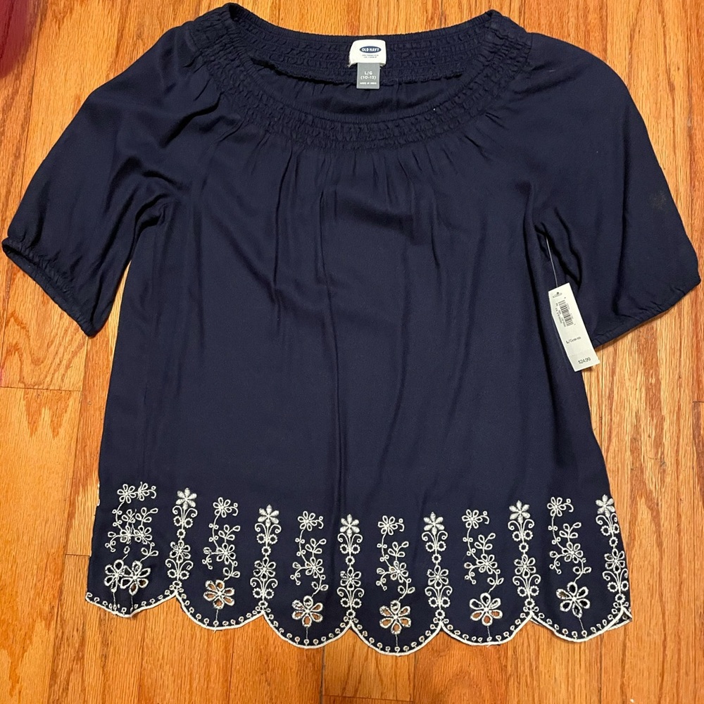 With tag. Navy Blue top